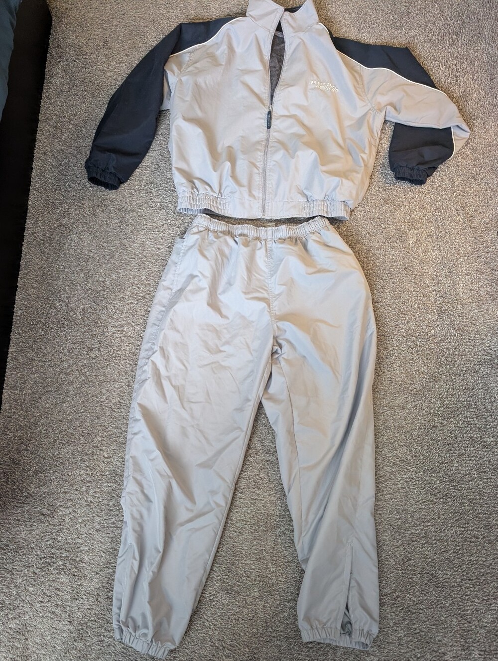 Perry Ellis Light Gray and Black Track Pants - Elastic Waist Joggers